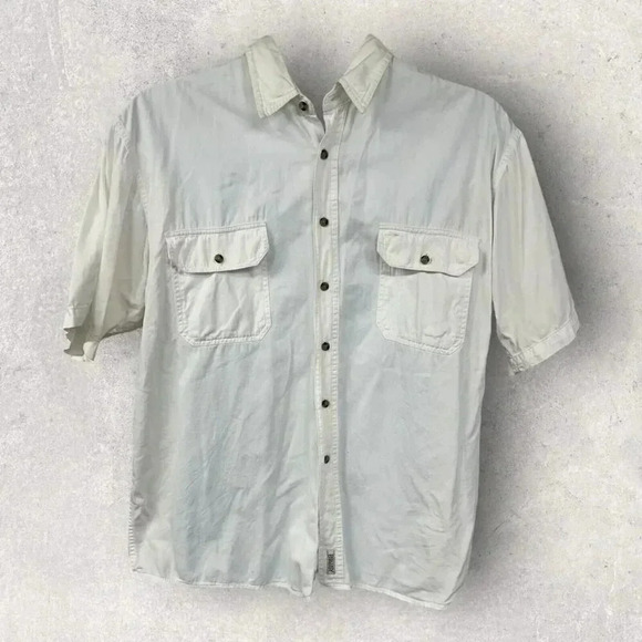 bugle boy short sleeve button up mens shirt size off white XLT - Picture 1 of 9
